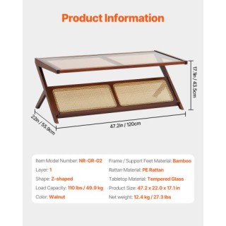 VEVOR Τραπεζάκι Καφέ Ζ Σχήματος από Ρατάν 1 Επιπέδου για Σαλόνι ZF... VEVOR Τραπεζάκι Καφέ Ζ Σχήματος από Ρατάν 1 Επιπέδου για Σαλόνι ZF...