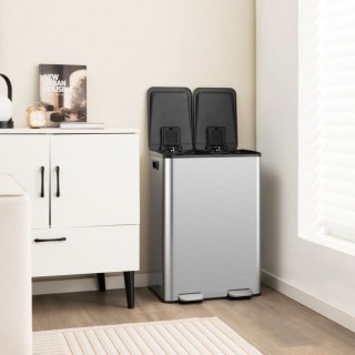 Κάδος 2 Θέσεων από Ανοξείδωτο Ατσάλι COSTWAY GY10008SL Κάδος 2 Θέσεων από Ανοξείδωτο Ατσάλι COSTWAY GY10008SL