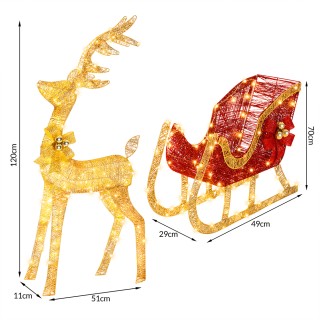 BAKAJI Τάρανδος Ρένα με Φωτιζόμενο Έλκηθρο Εξωτερικού Χώρου 8 Λειτο...