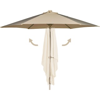 BAKAJI Ομπρέλα Κήπου Βεράντας Μπεζ με 18 LED και Κεντρικό Πάσσαλο Ε...
