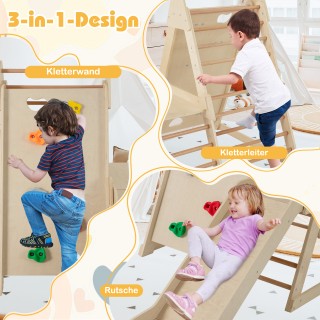 Costway 3-σε-1 Σκάλα Αναρρίχησης & Τοίχος Αναρρίχησης & Τσουλήθρα Ε...