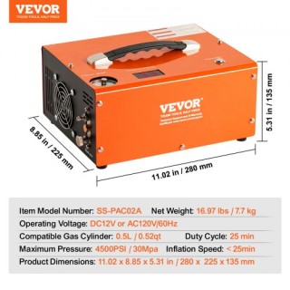 VEVOR Συμπιεστής Αέρα PCP 4500PSI/30Mpa με Ενσωματωμένο Μετατροπέα... VEVOR Συμπιεστής Αέρα PCP 4500PSI/30Mpa με Ενσωματωμένο Μετατροπέα...