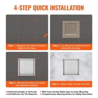 VEVOR Ανοξείδωτη Εσοχή Ντουζιέρας 33x33 εκ. με Διπλά Ράφια για Μπάν... VEVOR Ανοξείδωτη Εσοχή Ντουζιέρας 33x33 εκ. με Διπλά Ράφια για Μπάν...