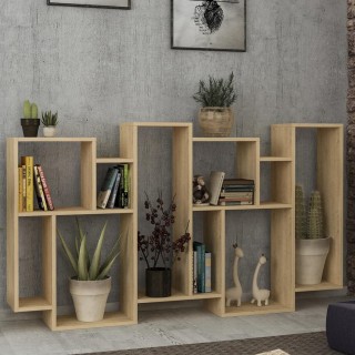 BAKAJI Μοντέρνα Βιβλιοθήκη 8 Ραφιών 168x96x25εκ Οικία Γραφείο Δρυς ...