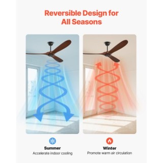 VEVOR Ανεμιστήρας Οροφής 72 Ξύλινη Λεπίδα Χωρίς Φως με Τηλεχειριστή...