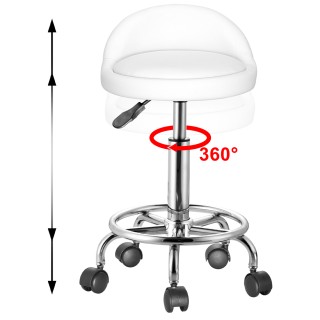 Περιστρεφόμενο Τροχήλατο Σκαμπό 360° με Επενδυμένο κάθισμα και Ατσά...