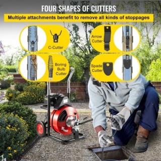 VEVOR 23μ x 9.5χιλ Καθαριστής Αποχέτευσης για Σωλήνες 32-100χιλ, Φο... VEVOR 23μ x 9.5χιλ Καθαριστής Αποχέτευσης για Σωλήνες 32-100χιλ, Φο...