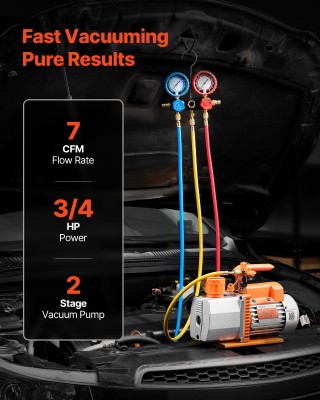 VEVOR Σετ Κενού Αντλίας & Μετρητή για Κλιματιστικά Αυτοκινήτου, Διπ... VEVOR Σετ Κενού Αντλίας & Μετρητή για Κλιματιστικά Αυτοκινήτου, Διπ...