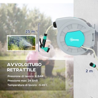 Outsunny Αυτόματος Τυλιχτήρας Σωλήνα Τοίχου και Φορητός Μήκος 25+2... Outsunny Αυτόματος Τυλιχτήρας Σωλήνα Τοίχου και Φορητός Μήκος 25+2...