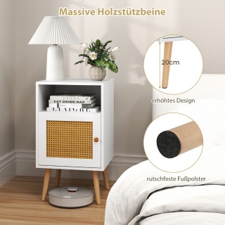 Costway Σετ 2 Λευκά Ρατάν Κομοδίνα με Ανοιχτό Ράφι & Πόρτα σε Στυλ ... Costway Σετ 2 Λευκά Ρατάν Κομοδίνα με Ανοιχτό Ράφι & Πόρτα σε Στυλ ...