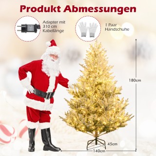 Costway 180 εκ Τεχνητό Χριστουγεννιάτικο Δέντρο με Φωτισμό & Χιόνι ...