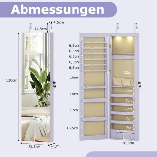 Costway Κοσμηματοθήκη με LED Φωτισμό και Καθρέπτη, Μωβ, Κλειδωτός J... Costway Κοσμηματοθήκη με LED Φωτισμό και Καθρέπτη, Μωβ, Κλειδωτός J...