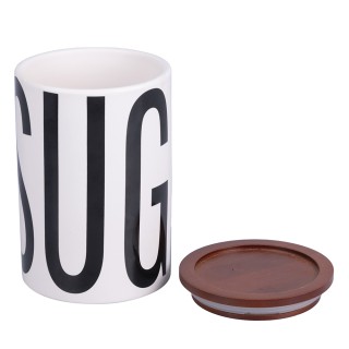 Villa DEste Κεραμικό βάζο ζάχαρης 750 ml με καπάκι από μπαμπού Big... Villa DEste Κεραμικό βάζο ζάχαρης 750 ml με καπάκι από μπαμπού Big...