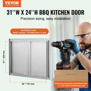 Πόρτα BBQ VEVOR 787x609 mm Διπλή Εξωτερική Κουζίνα Ανοξείδωτη  SMAB...