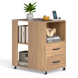 Costway Τροχήλατο Κομοδίνο 65,5 x 40 x 60 cm με Συρτάρι & Ράφια σε ...