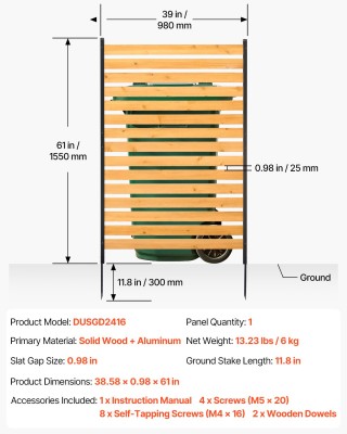 VEVOR Ξύλινο Φράχτης Ιδιωτικότητας 39x61, 1 Πάνελ Για Κλιματιστικό,... VEVOR Ξύλινο Φράχτης Ιδιωτικότητας 39x61, 1 Πάνελ Για Κλιματιστικό,...