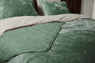 Σετ Πολυτελές Βελούδινο Διπλό  Πάπλωμα με 2 Μαξιλαροθήκες - Πράσινο...