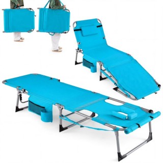 Costway Πτυσσόμενη ξαπλώστρα κήπου με άνοιγμα προσώπου, ρυθμιζόμενη...