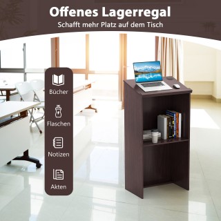 Costway Καφέ Αναλόγιο Ομιλητή 116,5 x 40 x 58 cm με Αποθηκευτικό Χώ...