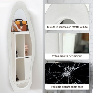 HOMCOM  Καθρέφτης Ολόσωμος με Κυματιστό Πλαίσιο από Βελούδο, Καθρέφ...