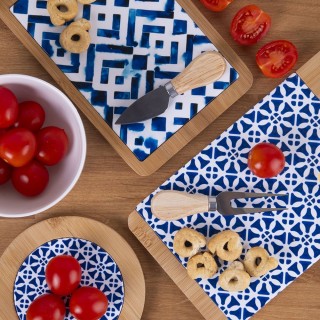 Galileo Ξύλινος δίσκος κοπής από μπαμπού και κεραμικό με διακόσμηση...