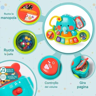 BAKAJI Μουσικό Ελεφαντάκι για Μωρά 6 Μηνών - Παιδικό Παιχνίδι Πλήκτ...