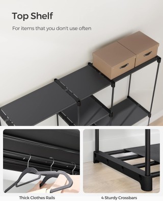 Φορητή Ανοιχτή Ντουλάπα – 43 x 182 x 182 cm – Μαύρο RYG037B02 Songmics