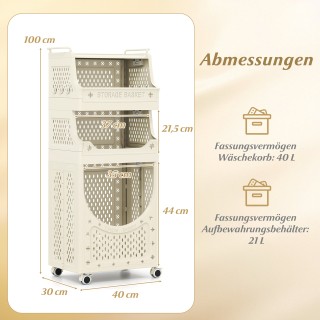 Costway Πτυσσόμενο Καρότσι Ρουχισμού με Κλειδωμένους Τροχούς, 2 Καλ...