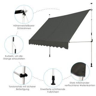 Costway Γκρι Ρυθμιζόμενη Τέντα Σκίασης UV Ανθεκτική Αδιάβροχη 300 ... Costway Γκρι Ρυθμιζόμενη Τέντα Σκίασης UV Ανθεκτική Αδιάβροχη 300 ...