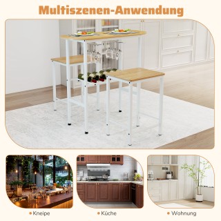 Costway  Σετ Μπαρ Τραπεζιού & Σκαμπό για 2 Άτομα με Θέσεις για Ποτή...