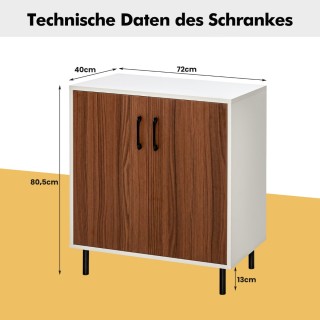 Costway Ξύλινος Μπουφές Κουζίνας με 2 Πόρτες, 72 x 40 x 80,5 cm, Λε...