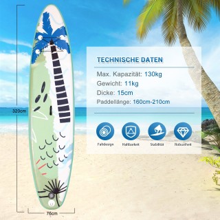 Costway Φουσκωτή Σανίδα SUP για Ποικίλες Δραστηριότητες Νερού με Ρ... Costway Φουσκωτή Σανίδα SUP για Ποικίλες Δραστηριότητες Νερού με Ρ...