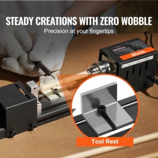 Μίνι Τόρνος VEVOR 2.76x6.3, 24VDC 96W, 7 Ταχύτητες, για Ξυλουργική ...