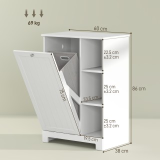 HOMCOM Φορητό Μπάνιο με Αφαιρούμενο Καλάθι και Ρυθμιζόμενα Ράφια, 6...