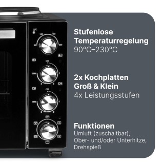 Πολυλειτουργική Κουζίνα με Φούρνο, Περιστρεφόμενη Σούβλα και 2 Εστί...