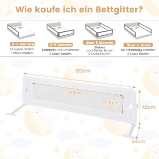 Costway Πτυσσόμενο Κάγκελο Κρεβατιού 152 εκ. για Παιδιά με Ασφαλή Σ... Costway Πτυσσόμενο Κάγκελο Κρεβατιού 152 εκ. για Παιδιά με Ασφαλή Σ...