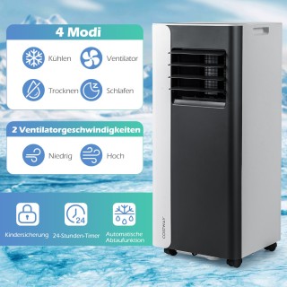 Costway Φορητό Κλιματιστικό 3-σε-1 7000BTU για Χώρους έως 28㎡ Μαύρο... Costway Φορητό Κλιματιστικό 3-σε-1 7000BTU για Χώρους έως 28㎡ Μαύρο...