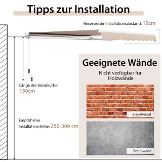 Costway Πέργκολα Μπαλκονιού με Μανιβέλα 400x250 cm Μπεζ NP11203BE