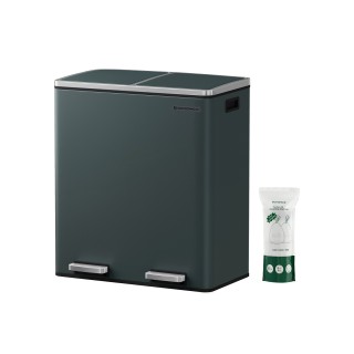 SONGMICS Κάδος Απορριμάτων 60L με 2 Θαλάμους 2 x 30L, Γκρι LTB60GS SONGMICS Κάδος Απορριμάτων 60L με 2 Θαλάμους 2 x 30L, Γκρι LTB60GS