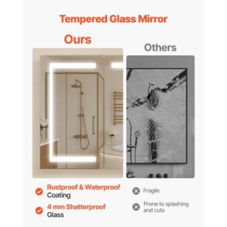 VEVOR Φωτιζόμενο Ντουλάπι Φαρμάκων με Καθρέφτη από Σκληρυμένο Γυαλί...