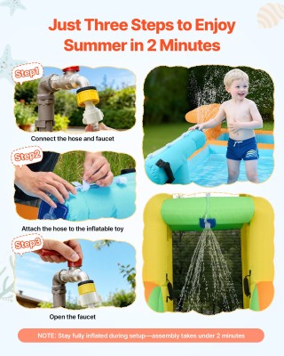 VEVOR Φουσκωτό Κάστρο Παιχνιδιού με Νεροτσουλήθρα και Πισίνα για Πα...