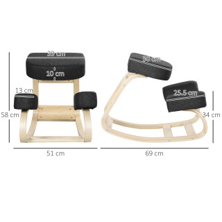 Vinsetto Εργονομική Καρέκλα με Γονυκλισία από Ξύλο Σημύδας και Μαξι...