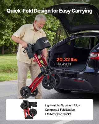 VEVOR Πτυσσόμενος Περιπατητήρας με Κάθισμα για Ηλικιωμένους, Ελαφρύ...