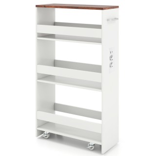 Costway Λεπτό Trolley  Αποθήκευσης με Σταθμό Φόρτισης 80,5 x 20 x 4...