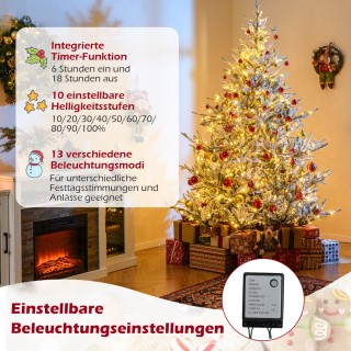 Costway 210 εκ Τεχνητό Χριστουγεννιάτικο Δέντρο με Φωτισμό & Χιόνι ...