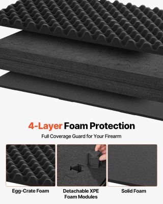 VEVOR Ανθεκτική Θήκη Όπλου με Αφαιρούμενο XPE Αφρό, Διαστάσεων 1270...