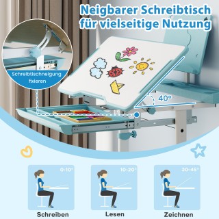 Costway Παιδικό Γραφείο με Ρυθμιζόμενο Ύψος και Κλίση στην Επιφάνει...