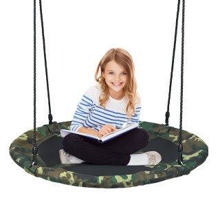 Costway Παιδική Κούνια Δέντρου Στρογγυλή 100-160cm Με Σχοινί Σε Χρώ...