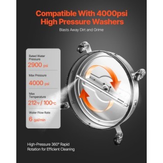 VEVOR 22 Καθαριστής Επιφανειών Πλυστικού με 4 Ρόδες και Διπλή Λαβή ...