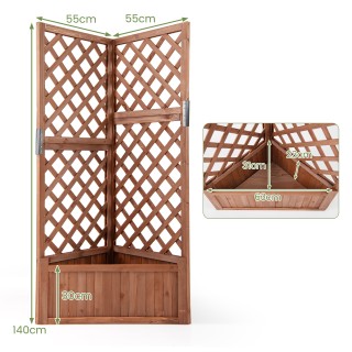 Costway Γωνιακή Ζαρντινιέρα με Πλέγμα Αναρρίχησης και Οπές Αποστράγ...